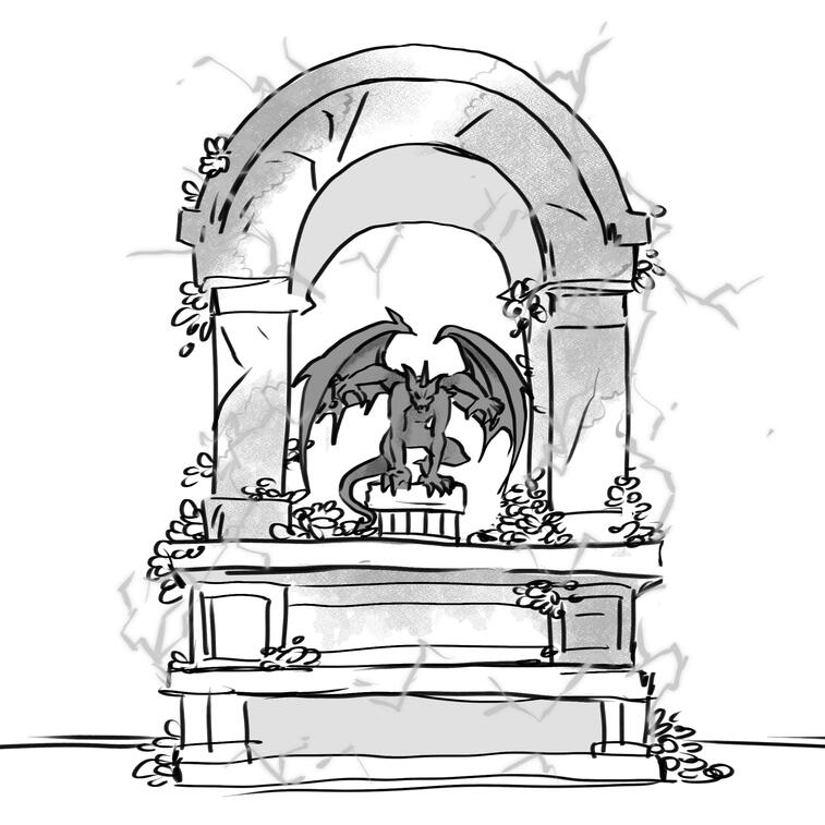 black and white gargoyle