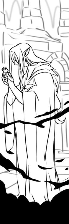 black and white drow illustration